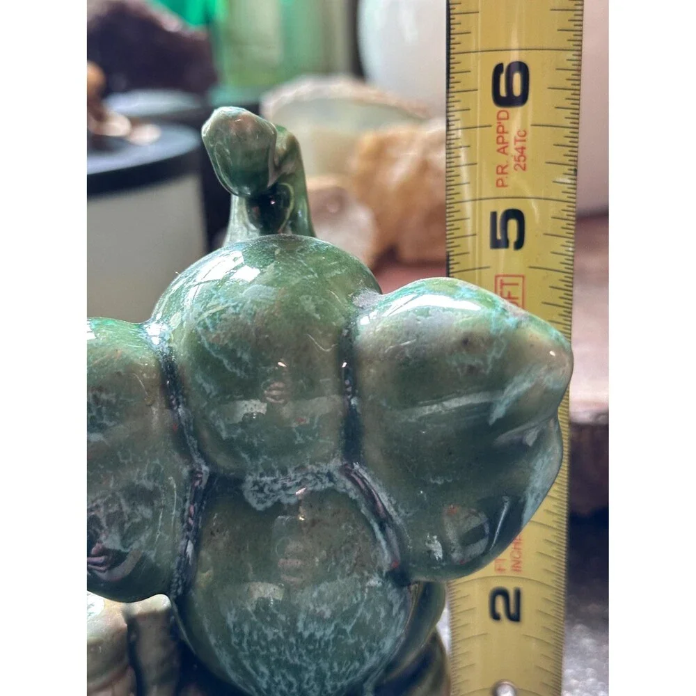 Vintage Ceramic Elephant Planter | Green Glazed Elephant & Bamboo Pot | Boho Jun